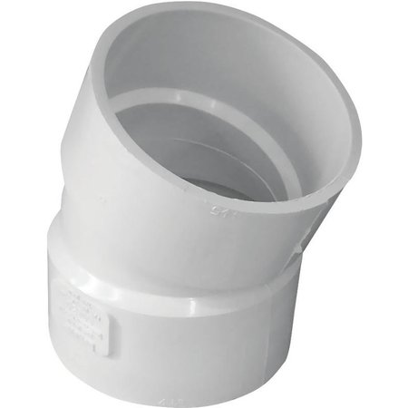 GENOVA IPEX Sewer Pipe Elbow, 3 in, Hub, 225 deg Angle, PVC, White 414203BC